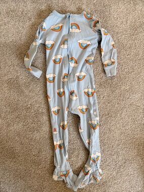 Old Navy Light Blue Rainbow Cloud Footed One-Piece